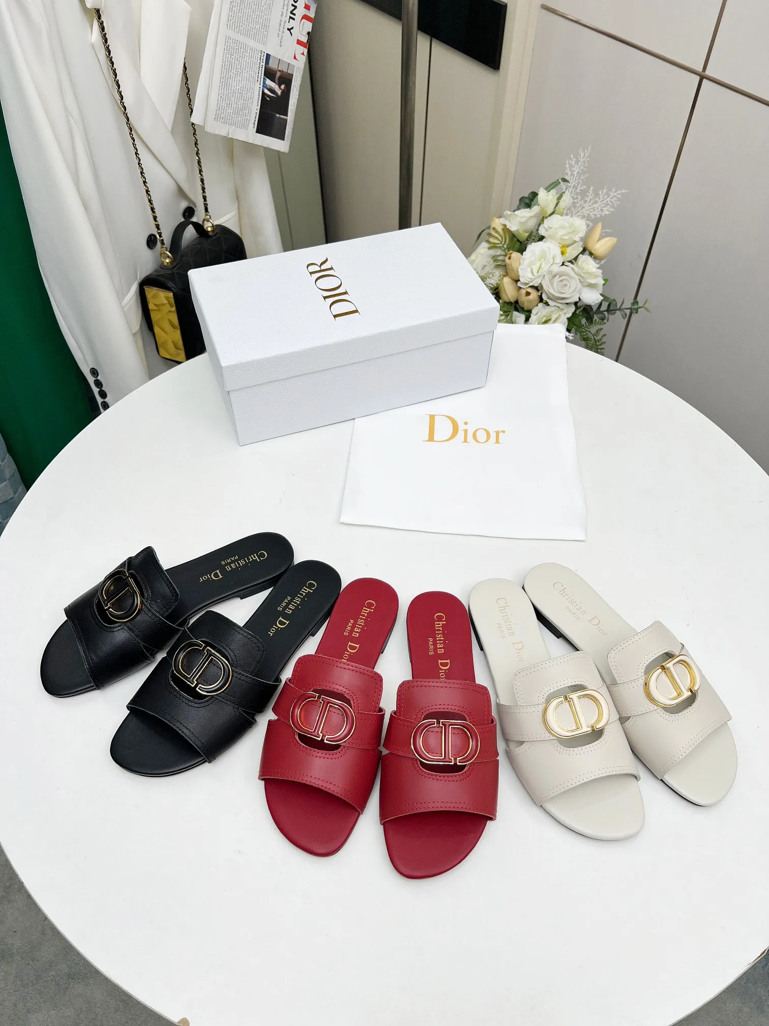 👟👟Ex-factory price 360👟👟 Genuine leather base +30 Dior spring and summer new model 6 colors optional code size 35-42